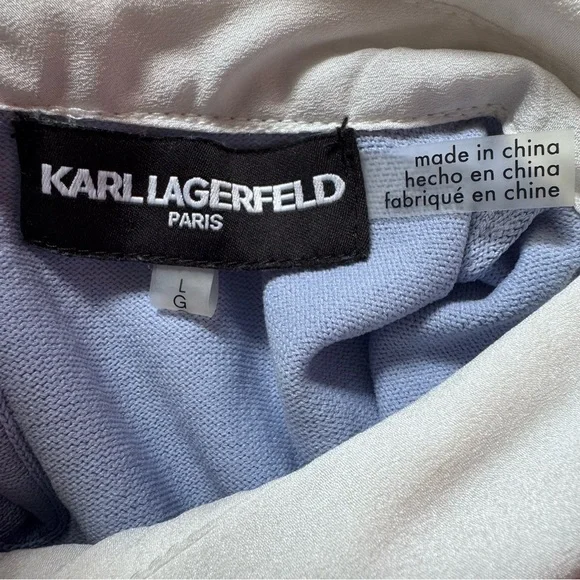 Karl Lagerfeld Paris Women's Striped Ribbed Sweater - Blue, White, Black-Size L - Picture 11 of 11